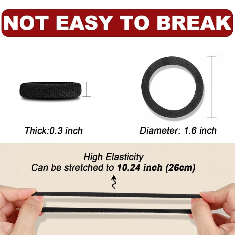 IKOCO 150PCS Hair Ties, Black Hair Ties for Women No Damage, Cotton Seamless Ponytail Holders for Thick Hair - Image 5